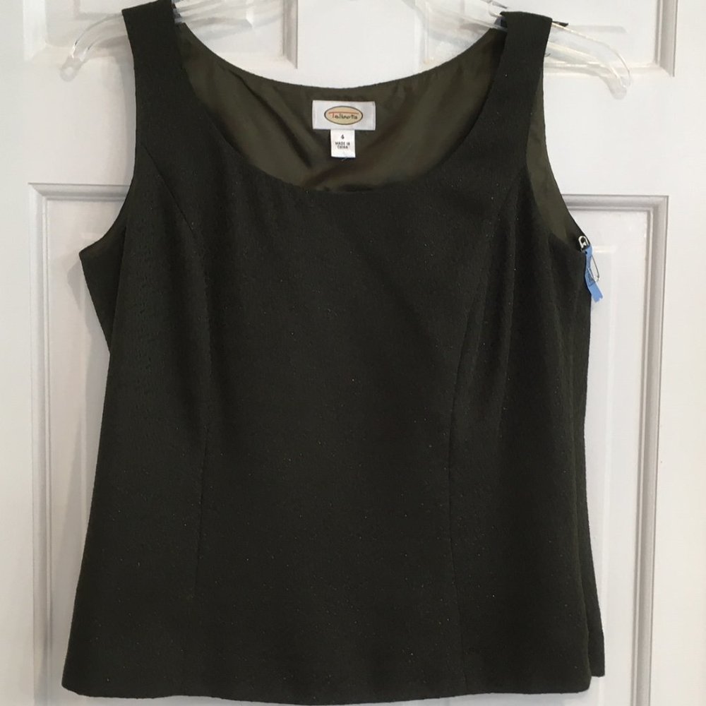 Talbots Olive Green Sparkle Sleeveless Top size 4